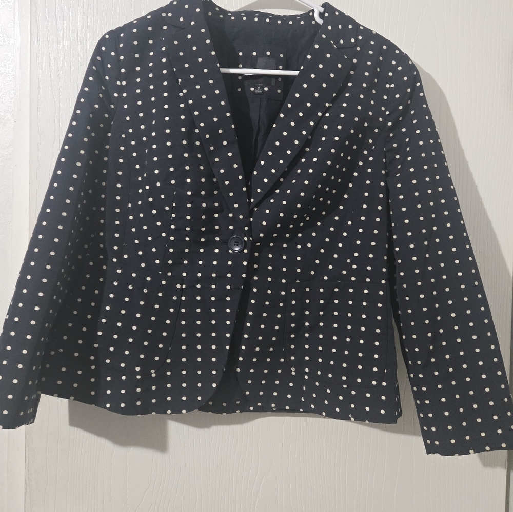 Medium The Limited  Polka Dot Blazer. 1 Button Front. 2 Front Pockets